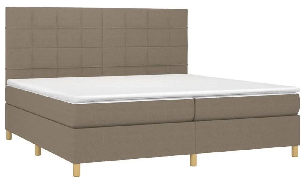 Κρεβάτι Boxspring με Στρώμα Taupe 200x200 εκ. Υφασμάτινο - Μπεζ-Γκρι