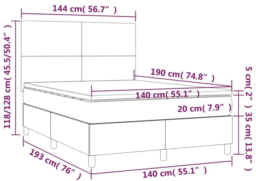 Κρεβάτι Boxspring με Στρώμα Καπουτσίνο 140x190εκ.από Συνθ.Δέρμα - Καφέ