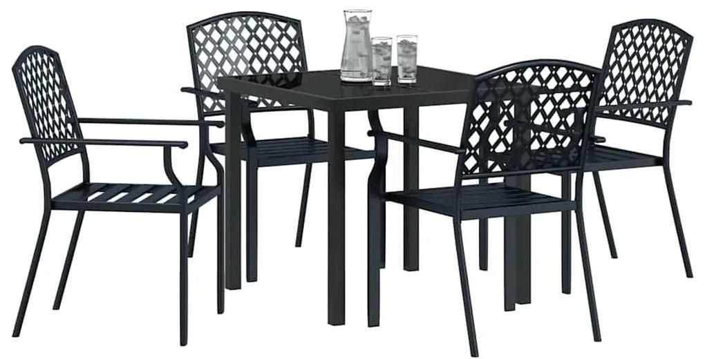 vidaXL Σέτ φαγητού για κήπο 5 pcs Ανθρακί Χάλυβας με επίστρωση πούδρας