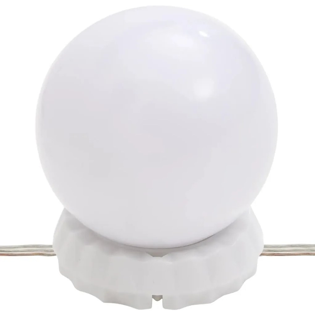 Μπουντουάρ Σετ με LED Λευκό από Μασίφ Ξύλο Πεύκου - Λευκό