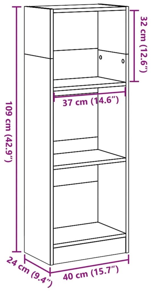 ΒΙΒΛΙΟΘΗΚΗ ΜΑΥΡΟ 40X24X109 ΕΚ. ΑΠΟ ΕΠΕΞΕΡΓΑΣΜΕΝΟ ΞΥΛΟ 857775