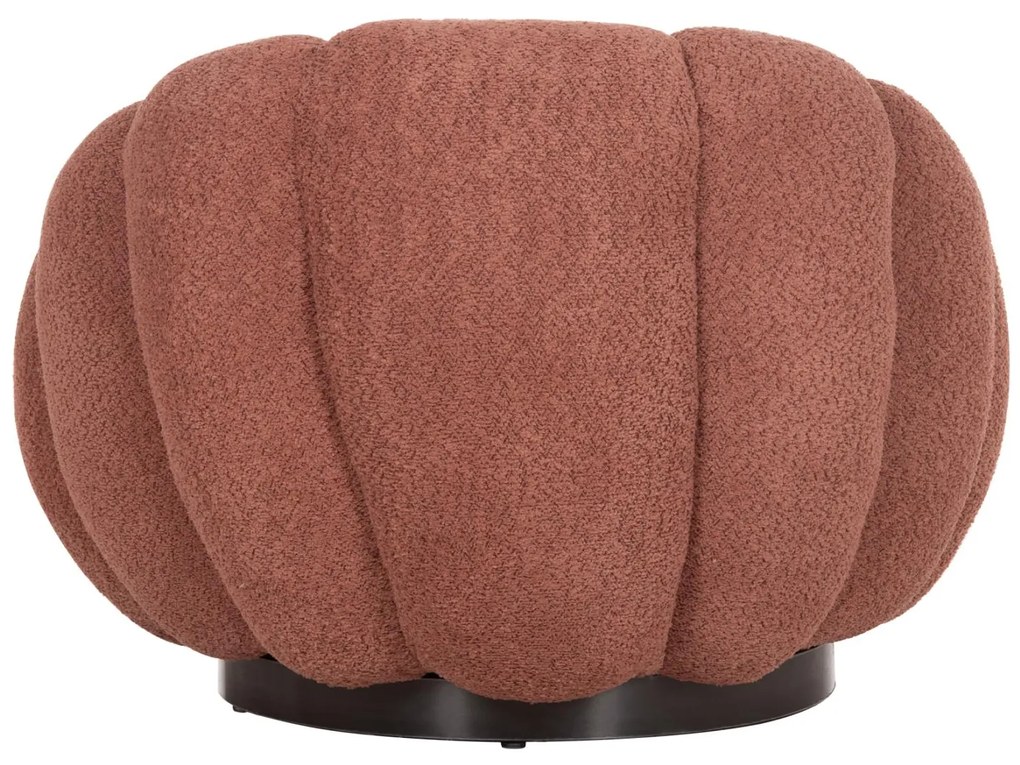 Πολυθρόνα GRYMM C9601.02 Περιστρεφόμενη με Ροζ Μπουκλέ Ύφασμα &amp; Μαύρη Μεταλλική Βάση 90x93x65Υεκ. 90x93x65 εκ.