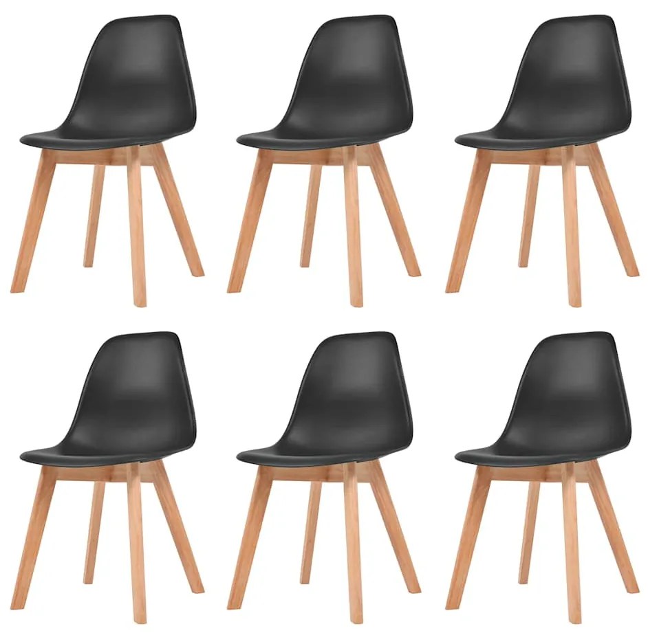 vidaXL Καρέκλες Τραπεζαρίας 6 τεμ. Μαύρες Πλαστικές