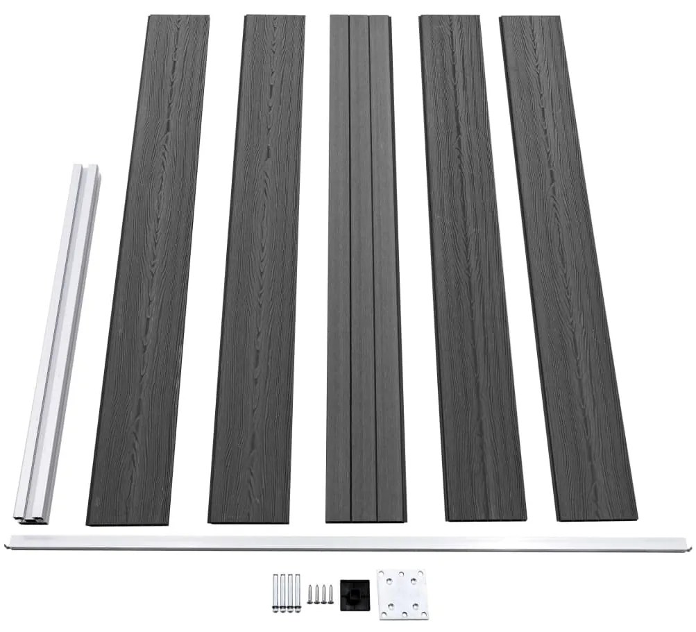 vidaXL Σετ Πάνελ Περίφραξης Μαύρο 872 x 105 εκ. από WPC