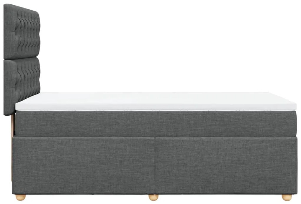 Κρεβάτι Boxspring με Στρώμα Σκούρο Γκρι 90x190 εκ. Υφασμάτινο - Γκρι