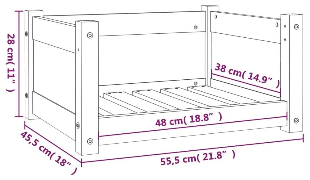 Κρεβάτι Σκύλου 55,5 x 45,5 x 28 εκ. από Μασίφ Ξύλο Πεύκου - Καφέ