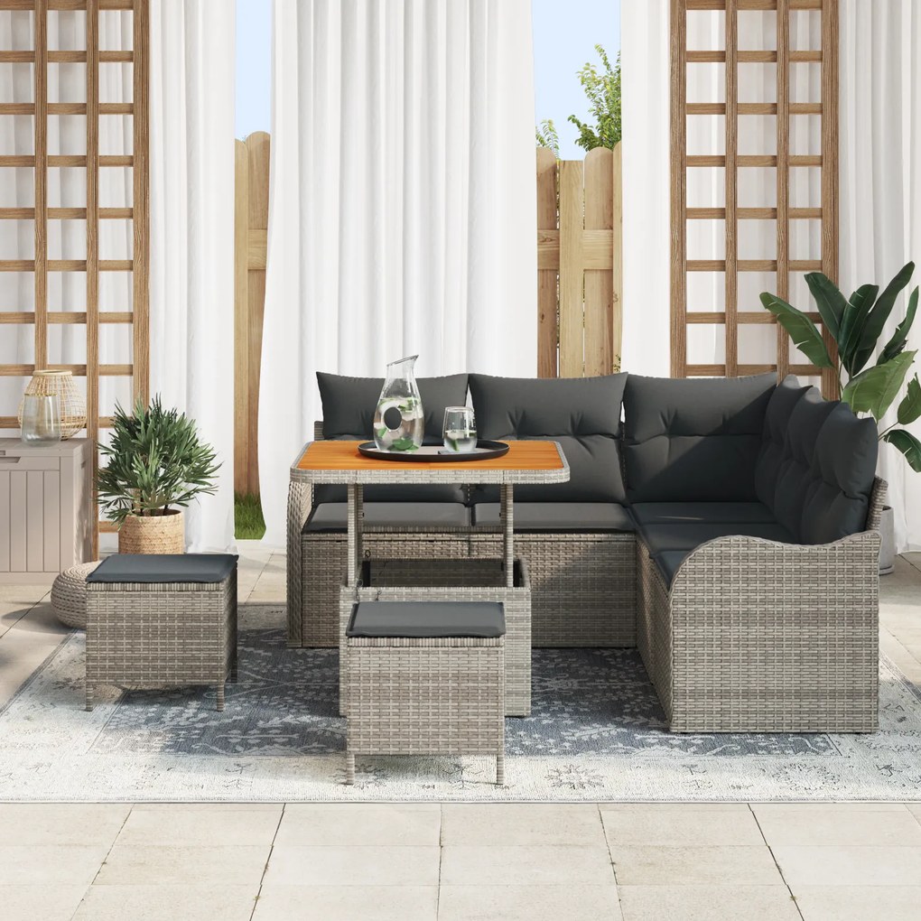 vidaXL Σετ Καναπέ Κήπου 8 pcs Γκρι συνθετικό ρατάν