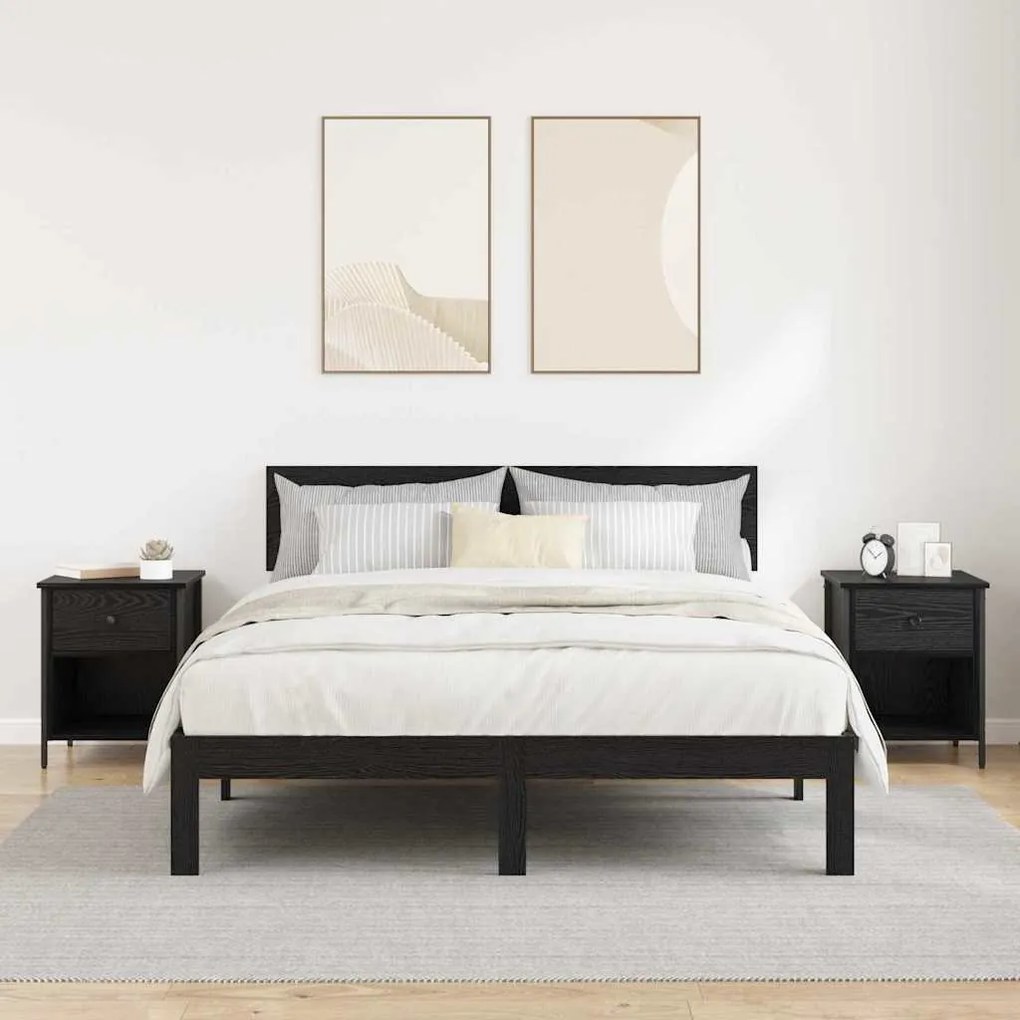 vidaXL Κομοδίνο 2 pcs Μαύρη δρυς 40 x 42 x 50 cm Επεξεργασμένο ξύλο