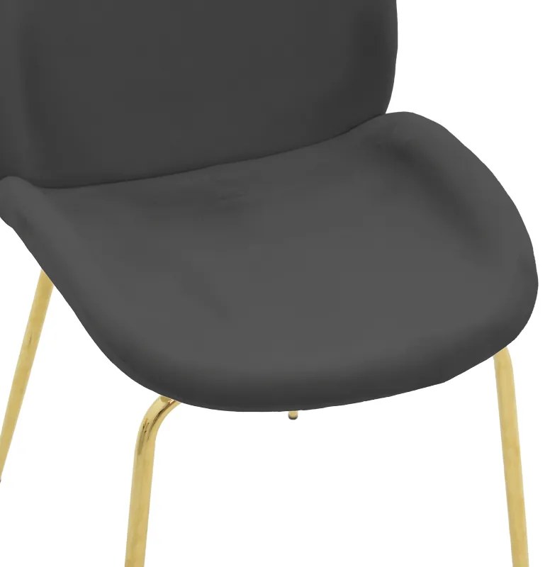 Καρέκλα Maley pakoworld ανθρακί βελούδο-πόδι χρυσό μέταλλο 47x60x90εκ | Συσκευασία 2 τμχ