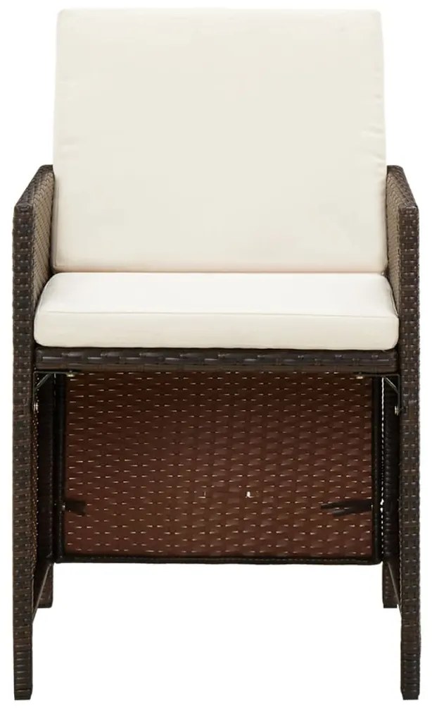 vidaXL Καρέκλες Κήπου 4 τεμ. Καφέ από Συνθετικό Ρατάν με Μαξιλάρια