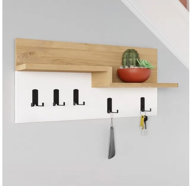 Κρεμάστρα τοίχου Harmon Megapap sapphire oak - λευκό 65x15x31εκ. GP037-0208,1-GP037-0208,1-Λευκό GP037-0208,1