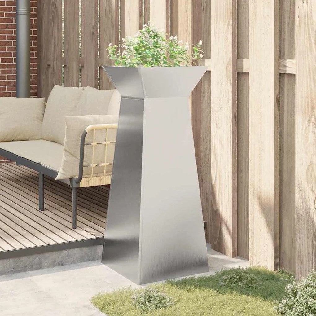 vidaXL Γλάστρα Πυλώνας Ασημί 40 x 40 x 100 cm Ατσάλι