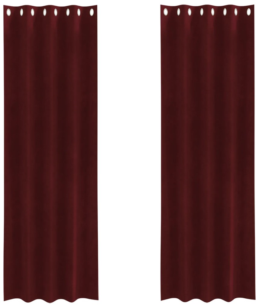 vidaXL Curtains Ένα οργανικό προϊόν με γαντζάκια 2 τμχ Μπορντό Βελούδο