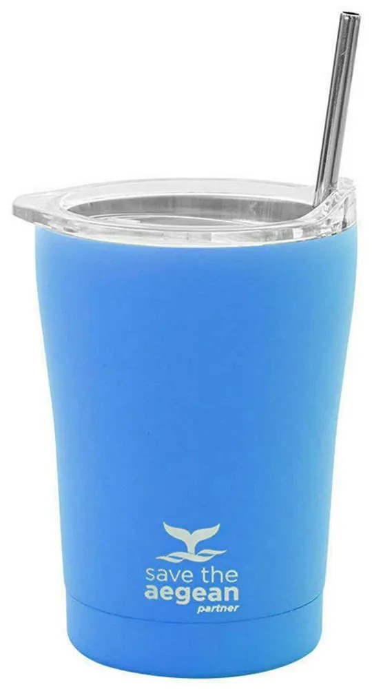 Ποτήρι-Θερμός Με Καλαμάκι Save The Aegean 01-12465 350ml Olympic Blue Estia