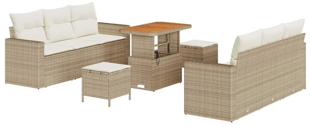 vidaXL Σετ Καναπέ Κήπου 9 pcs μπεζ και κρεμ 90 x 55 x 71 cm