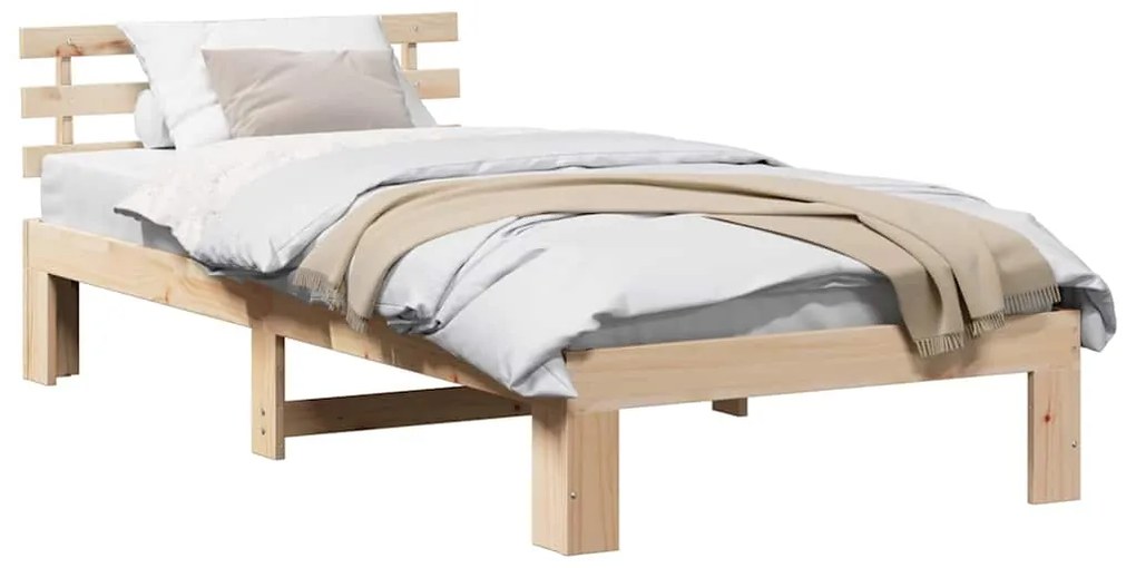 vidaXL Σκελετός Κρεβατιού Φυσικό 90 x 200 cm Στερεά ξυλεία πεύκου