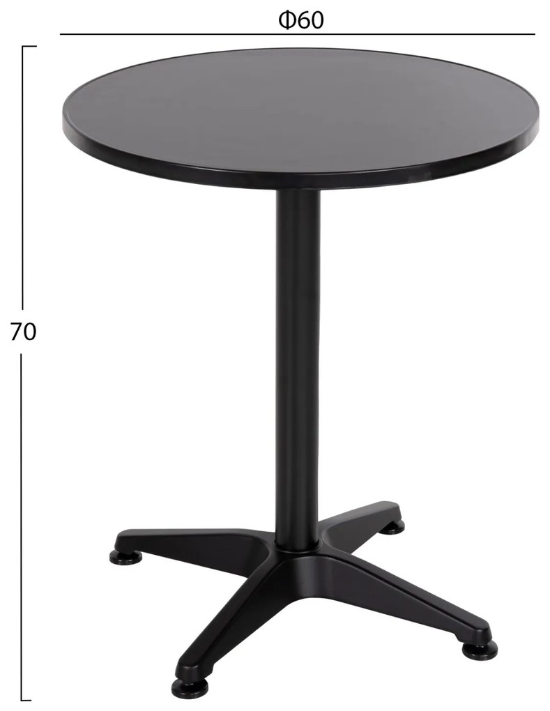 ΤΡΑΠΕΖΙ ΣΤΡΟΓΓΥΛΟ GOSS ΑΛΟΥΜΙΝΙΟ ΜΑΥΡΟ Φ60x70Υεκ.