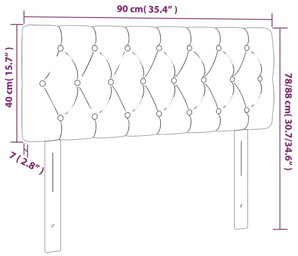 Κεφαλάρι Κρεβατιού LED Μαύρο 90x7x78/88 εκ. Βελούδινο - Μαύρο