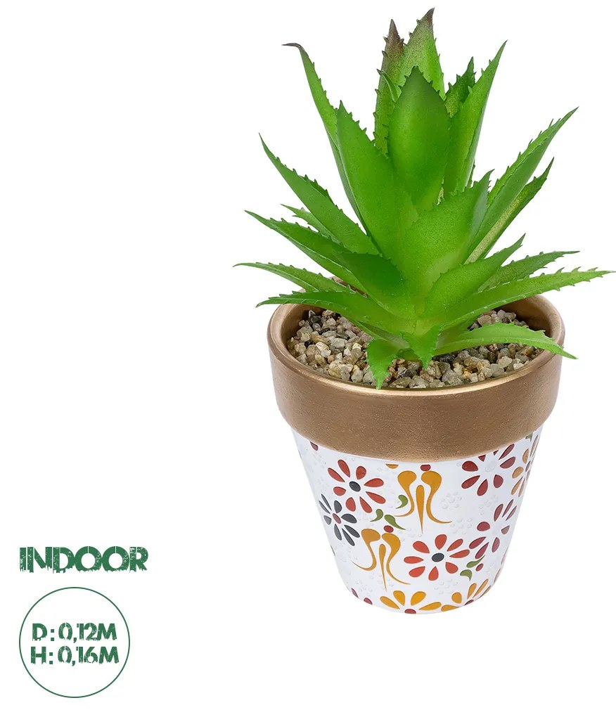 GloboStar® Artificial Garden SUCCULENT ALOE POTTED PLANT 21044 Διακοσμητικό Φυτό Αλόη Φ12 x Υ16cm