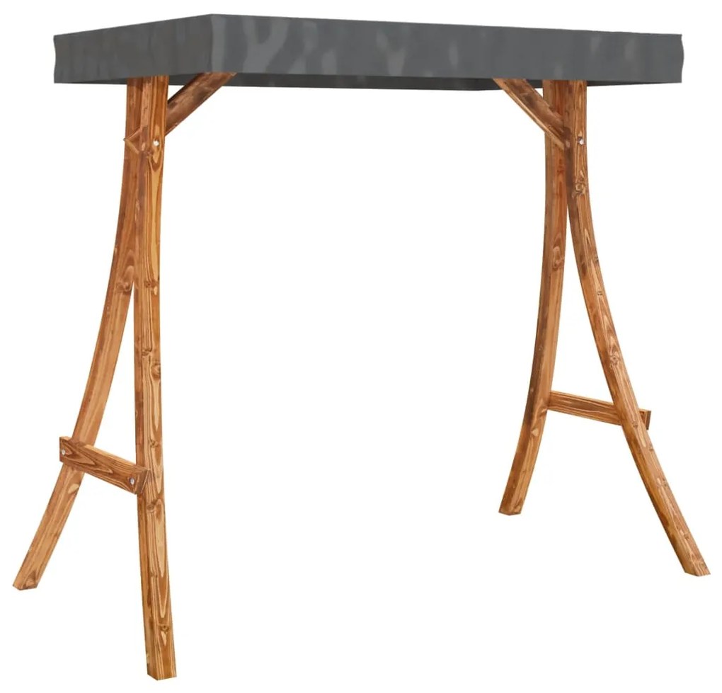 vidaXL Κουνιστή Καρέκλα με Μαξιλάρι και Σκίαστρο από Μασίφ Ερυθρελάτη