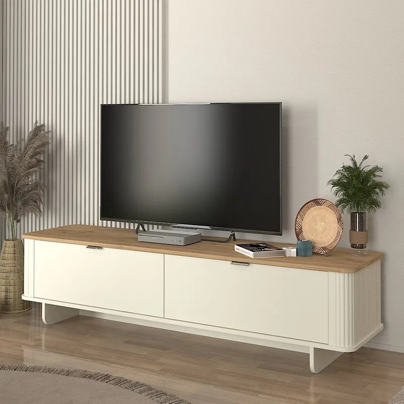 Έπιπλο τηλεόρασης Bohema Megapap χρώμα ivory - sepet oak 180x47x45,6εκ.-GP042-0283,1