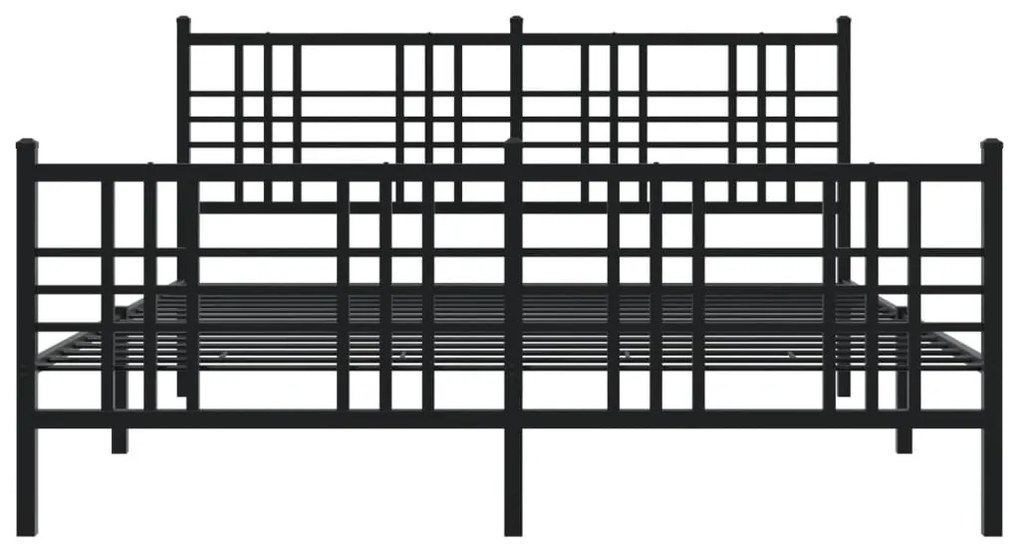 Πλαίσιο Κρεβατιού με Κεφαλάρι&amp;Ποδαρικό Μαύρο 150x200εκ. Μέταλλο - Μαύρο