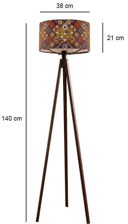 Φωτιστικό δαπέδου Rosling Megapap Mdf/ύφασμα Pvc χρώμα καρυδί - πολύχρωμο 38x38x140εκ.