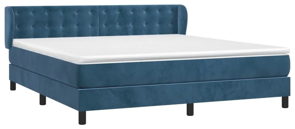 vidaXL Κρεβάτι Boxspring με Στρώμα Σκούρο Μπλε 180x200 εκ. Βελούδινο