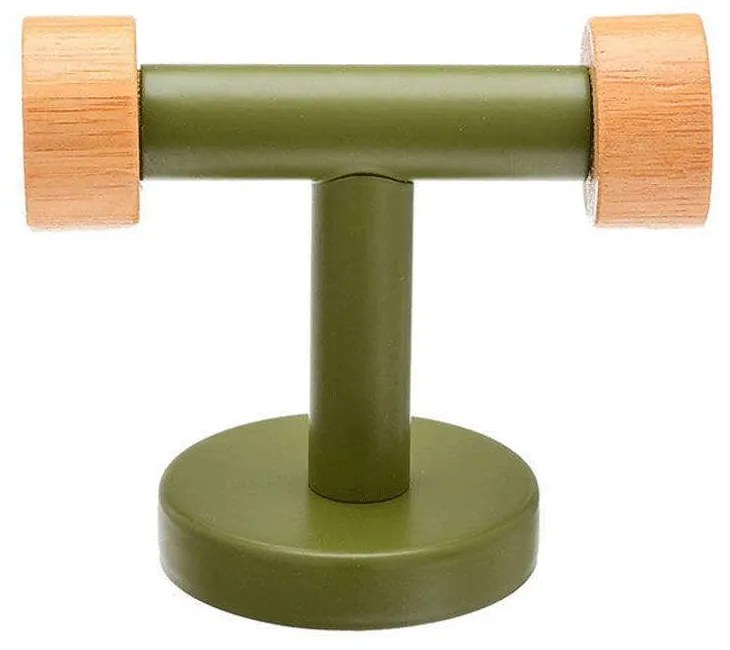 Κρεμάστρα Επιτοίχια 2 Θεσεών 02-15169 9x5,3x8cm Olive-Natural Estia Metal,Bamboo