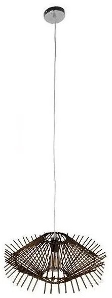 Κρεμαστό Φωτιστικό Οροφής Μπεζ ή Καφέ Rattan Φ50 GloboStar-1602-Σκ. καφέ 01602