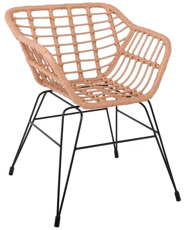 SALSA-S Πολυθρόνα Κήπου, Μέταλλο Βαφή Μαύρο, Wicker Φυσικό (χωρίς μαξιλάρι)  57x64x76cm Ε2442,1