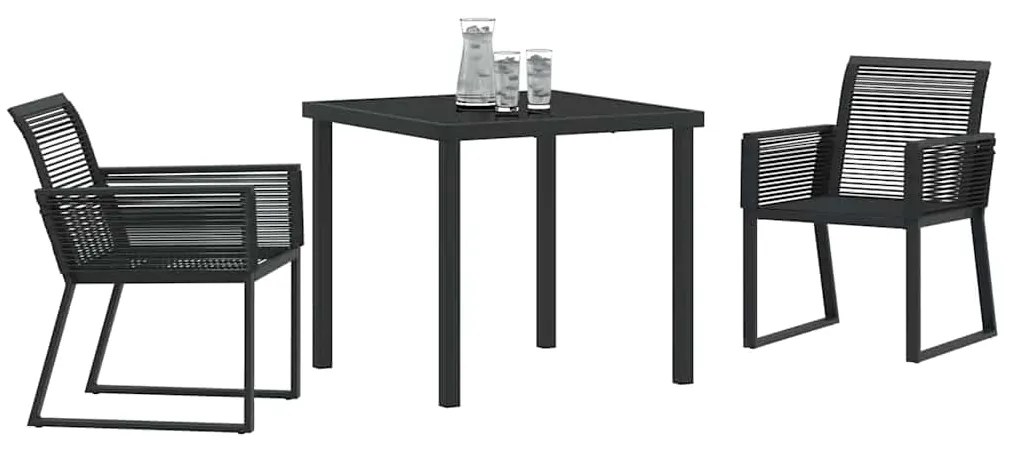 vidaXL Σέτ φαγητού για κήπο 3 pcs Μαύρο Χάλυβας με επίστρωση πούδρας