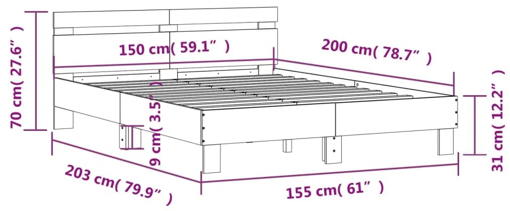 Πλαίσιο Κρεβατιού με Κεφαλάρι Μαύρο 160x200 εκ. Επεξεργ. Ξύλο - Μαύρο