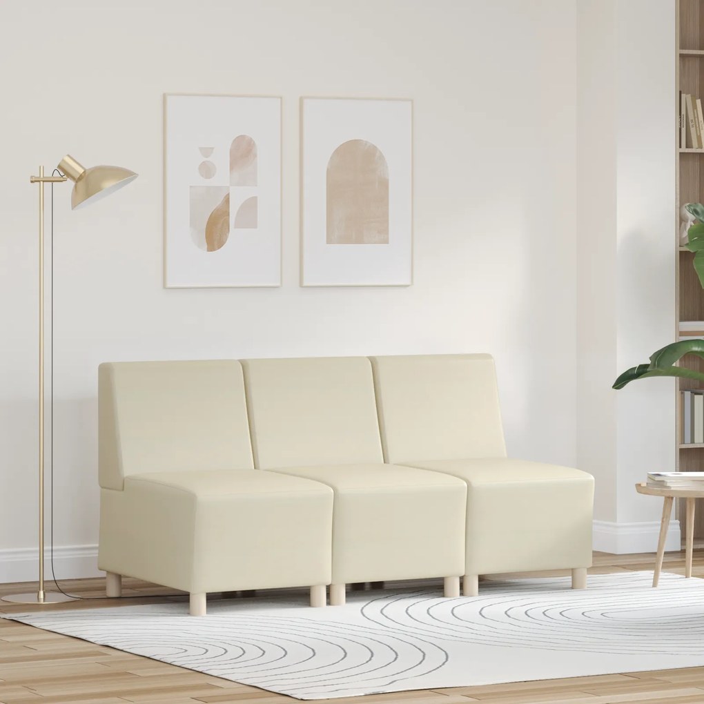 vidaXL Καναπέδες 3 pcs Κρεμ 55 x 74 x 82 εκ. Τεχνητό δέρμα