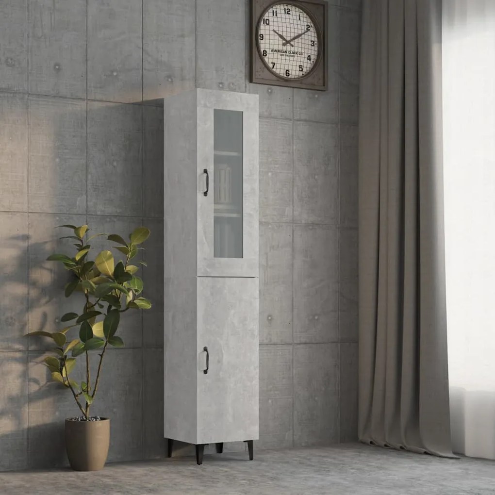 vidaXL Ντουλάπι Γκρι Σκυροδέματος 34,5x34x180 εκ. Επεξεργασμένο Ξύλο