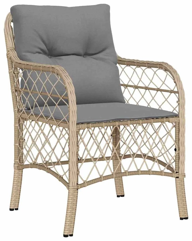 vidaXL Σέτ φαγητού για κήπο με μαξιλάρι 7 pcs Μπεζ Πολυ ράταν
