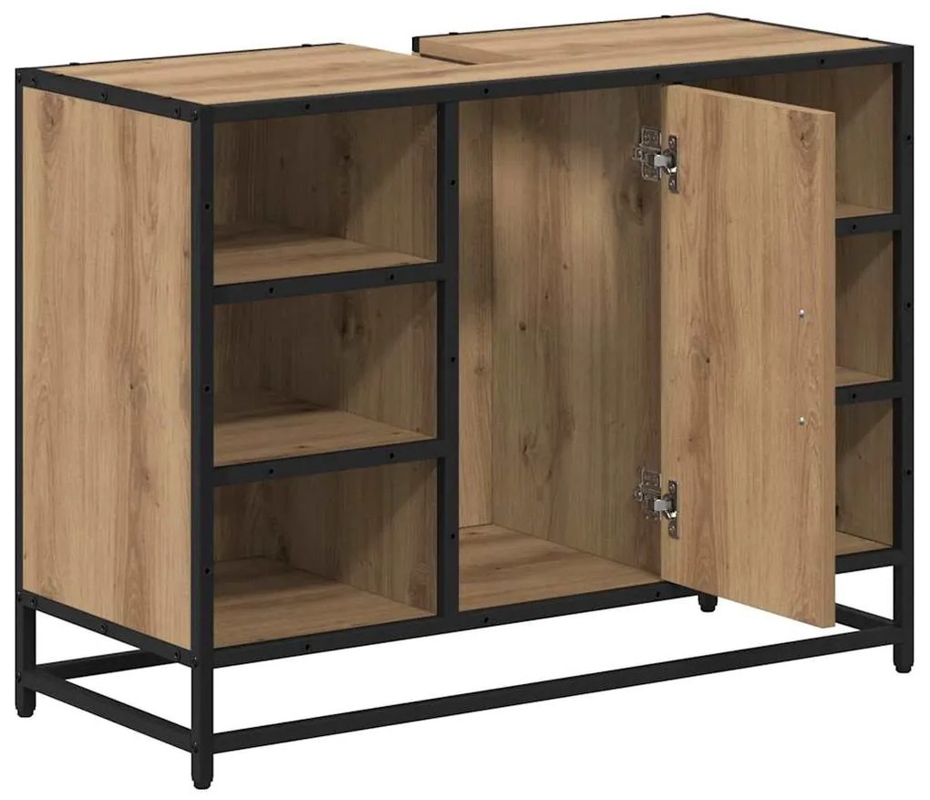 vidaXL Ντουλάπα Νιπτήρα Mπάνιου με ράφι artisan δρυς 80 x 33 x 60 εκ