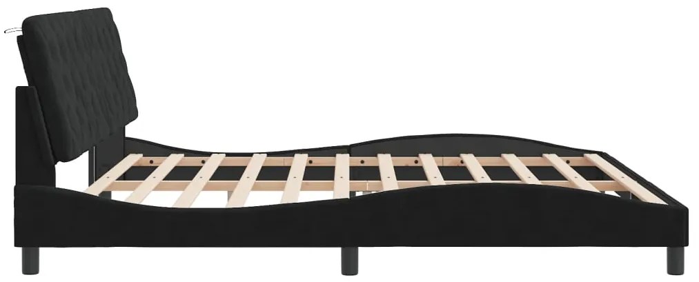 vidaXL Πλαίσιο κρεβατιού με LED χωρίς στρώμα Μαύρο 200 x 200 εκ. Βελούδινο