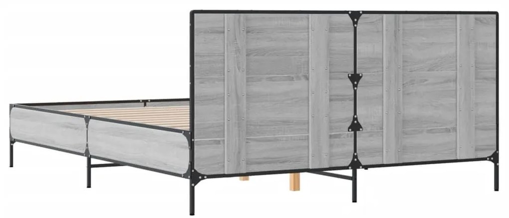 Πλαίσιο Κρεβατιού Γκρι Sonoma 150x200 εκ. Επεξ. Ξύλο &amp; Μέταλλο - Γκρι