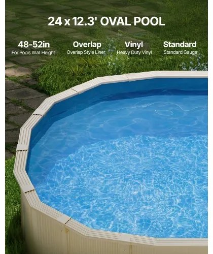 VEVOR Oval Pool Liner 24 x 12.3ft Overlap Style Pool Liner 52in Wall Height