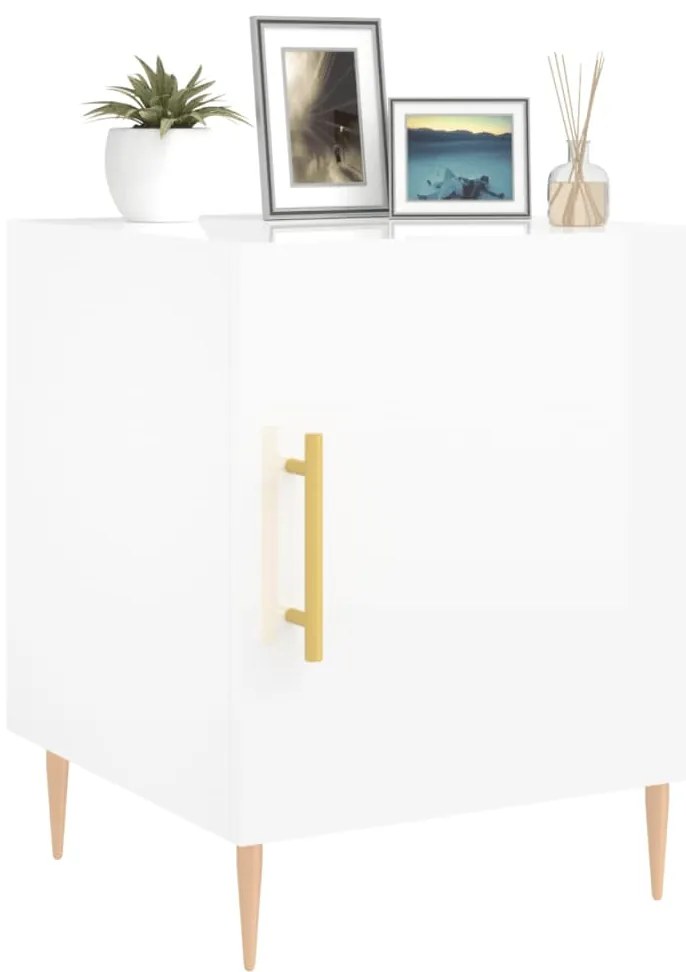 vidaXL Κομοδίνα 2 τεμ. Γυαλ. Λευκό 40 x 40 x 50 εκ. από Επεξεργ. Ξύλο