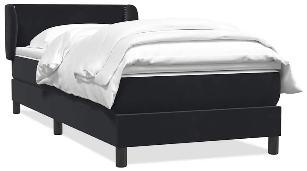 vidaXL Κρεβάτι Boxspring με Στρώμα Μαύρο 90x220 εκ. Βελούδινο