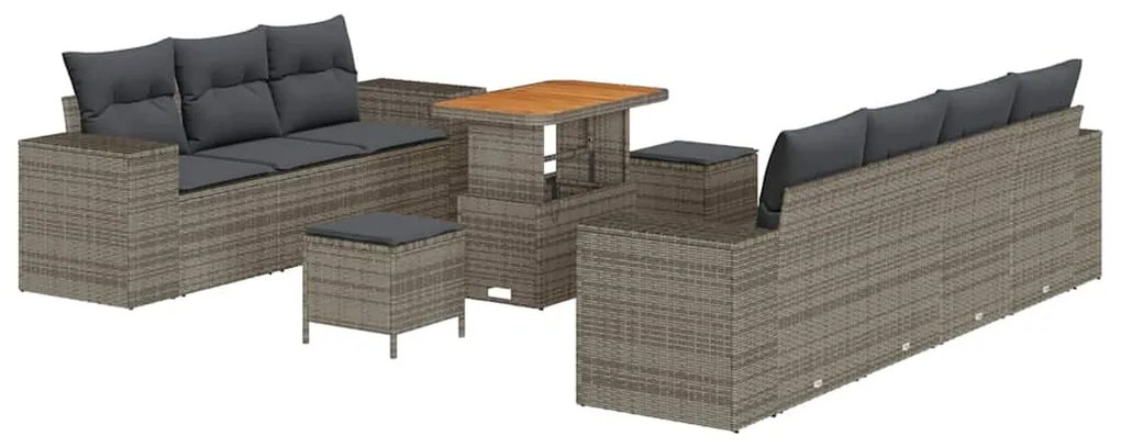 vidaXL Σετ Καναπέ Κήπου με μαξιλάρι 10 pcs Γκρι 90 x 55 x 71 cm