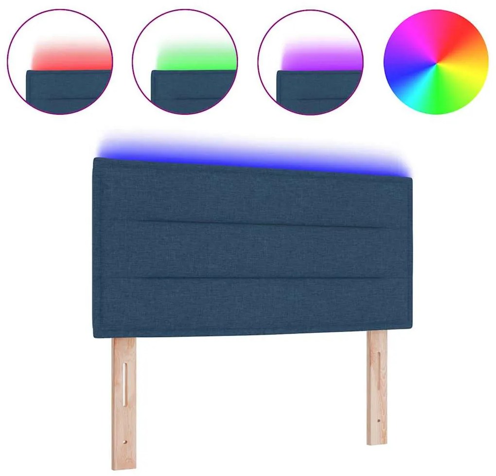 vidaXL LED κεφαλάρι με φώτα λωρίδας LED Επιτοίχιο Μπλε 90 cm ύφασμα