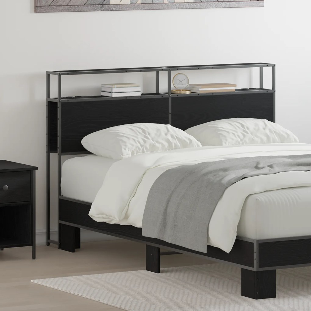 vidaXL Κεφαλάρι Αποθήκης Μαύρη δρυς 135 cm Επεξεργασμένο ξύλο