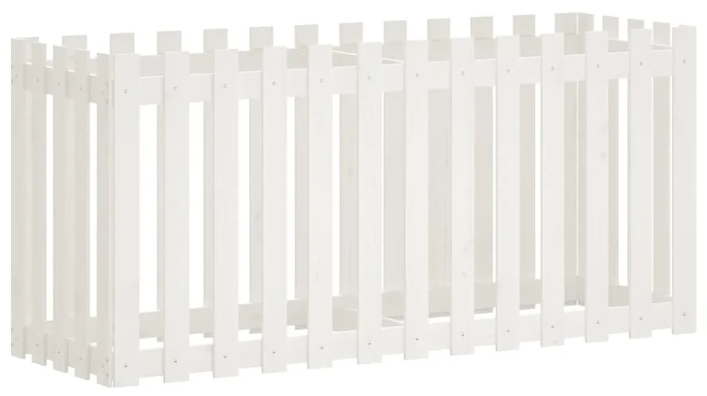 vidaXL Ζαρντινιέρα Υπερυψωμένη Σχ Φράχτη Λευκή 150x50x70εκ Μασίφ Πεύκο