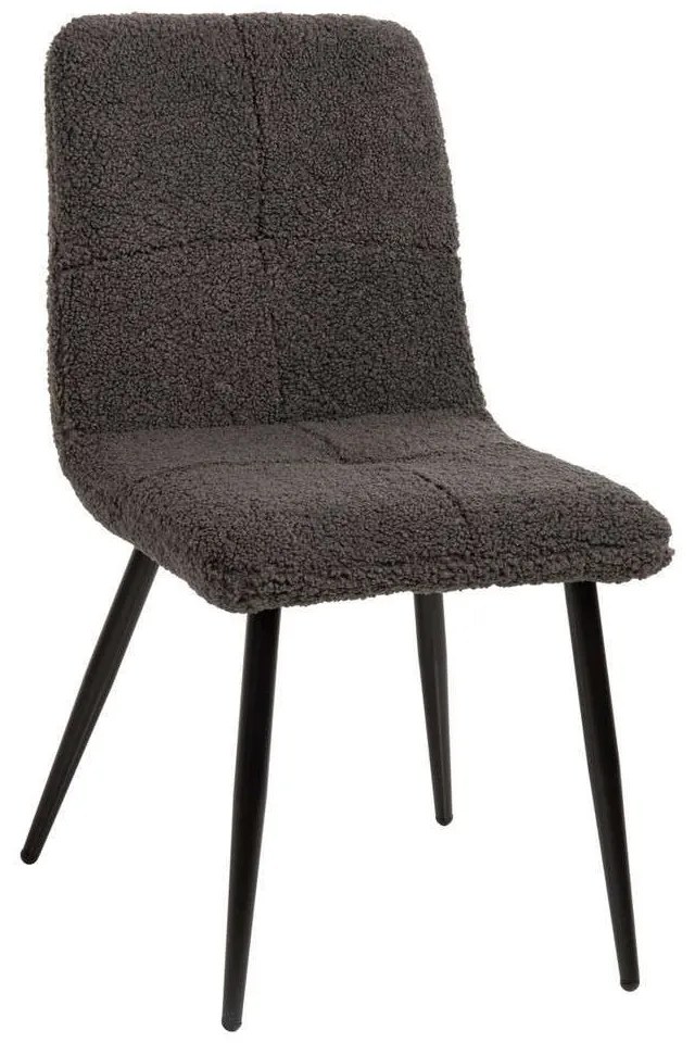 Καρέκλα Shelly HM8590.01 48x64x87cm Με Μαύρα Μεταλλικά Πόδια &amp; Ύφασμα Teddy Grey Metal, Fabric