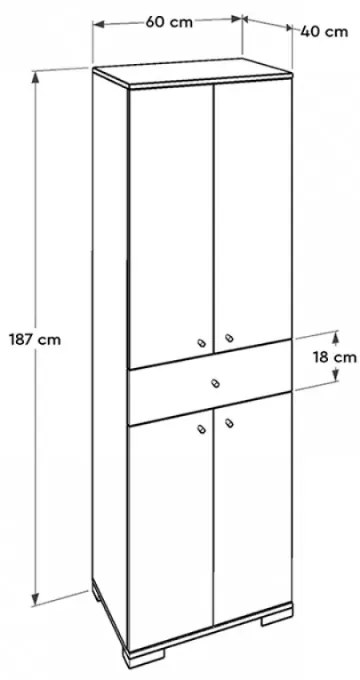 Ντουλάπα ρούχων Diamond Megapap δίφυλλη σε χρώμα λευκό 60x38x187εκ.