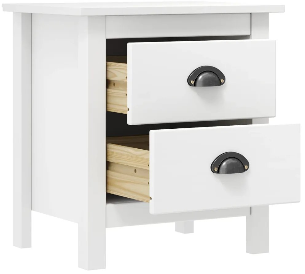 vidaXL Κομοδίνα Hill 2 Τεμ. Λευκά 46x35x49,5 εκ. από Μασίφ Ξύλο Πεύκου