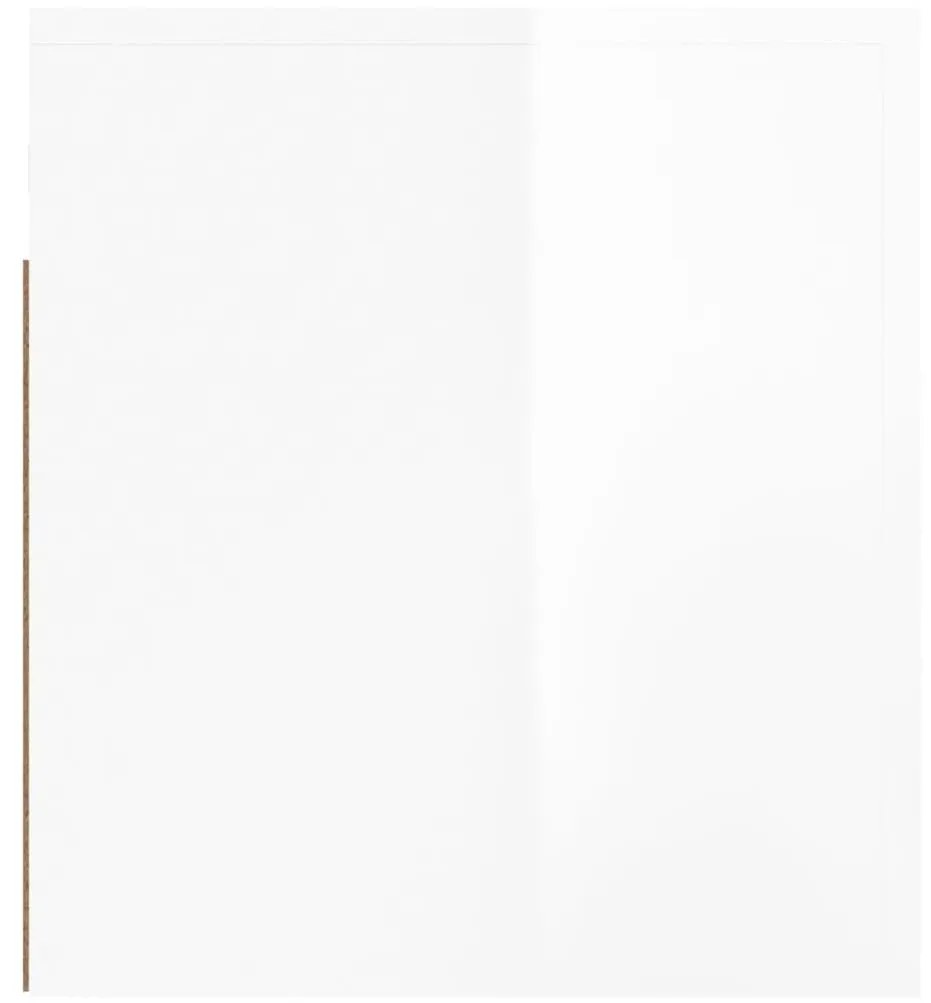 Κομοδίνο Επιτοίχιο Γυαλιστερό Λευκό 50x36x40 εκ. - Λευκό